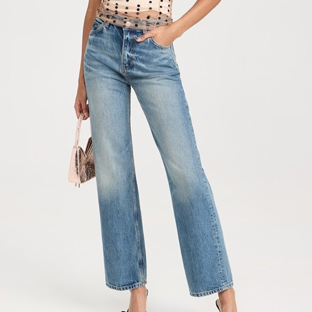 NWT REFORMATION Women's Abby High Rise Straight Leg Jeans Blue